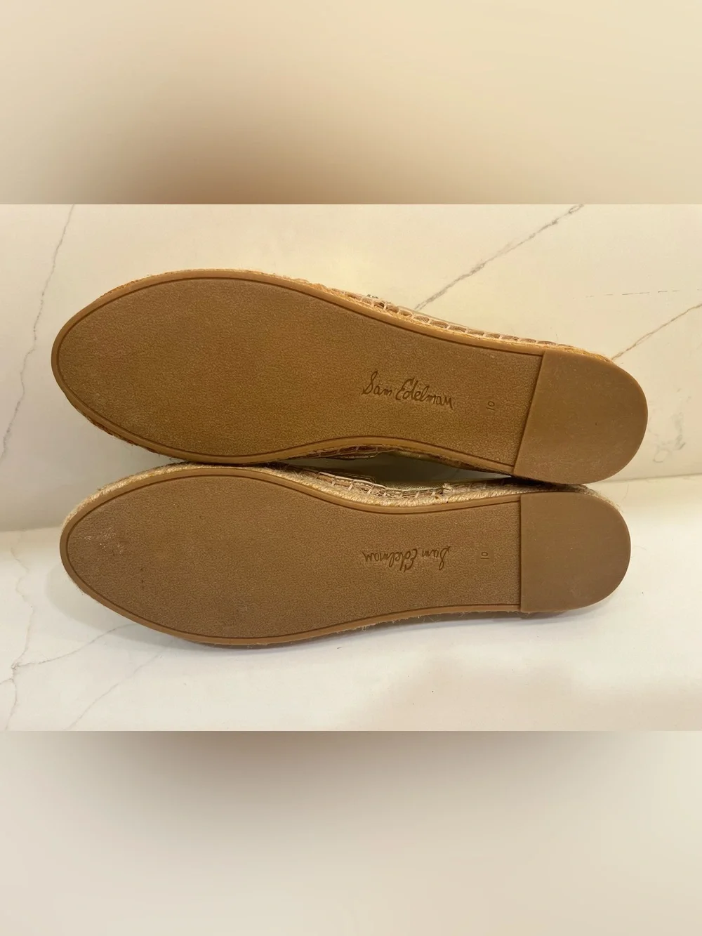 Sam Edelman Metallic Gold Studded Espadrille Flats – Size 10 NWOT